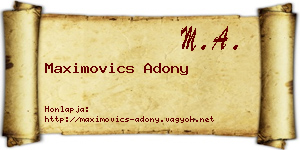 Maximovics Adony névjegykártya